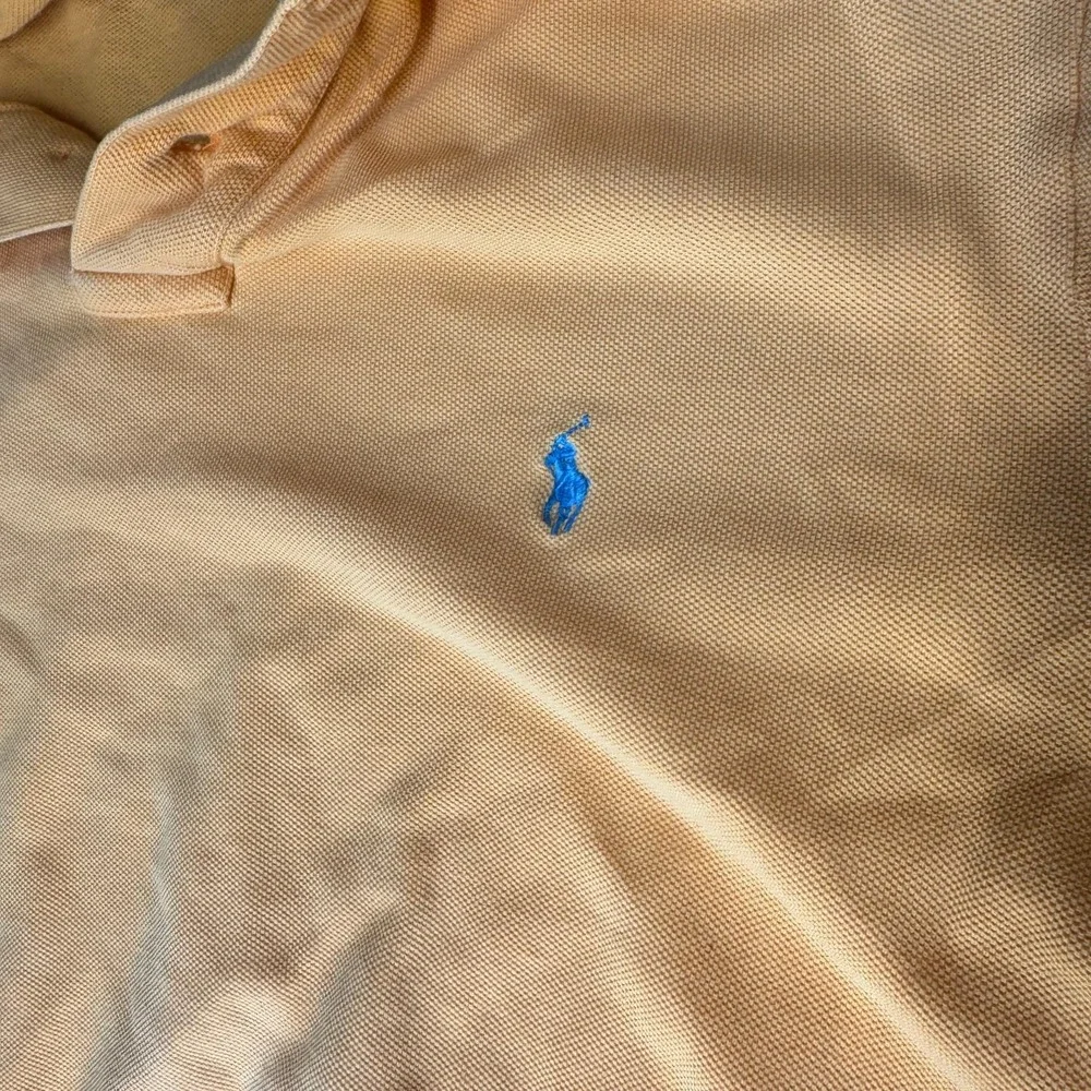 Ralph Lauren Polo Shirt Mens Large Peach Orange Golf Performance Blue Pony Logo‎
